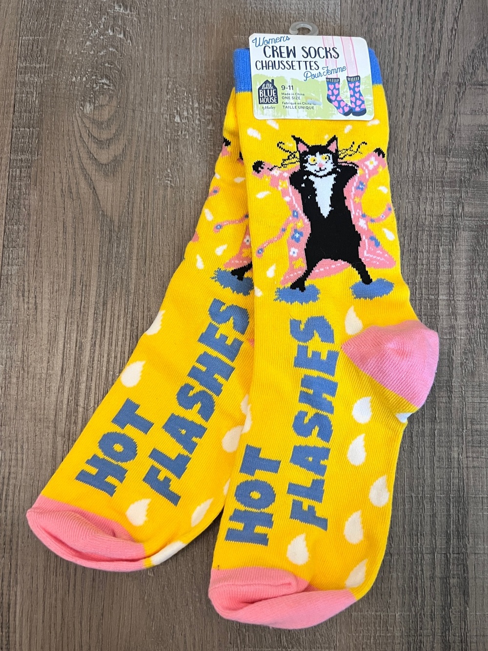 NWT Little Blue House - Hot Flashes Cat - Funny Women’s Socks